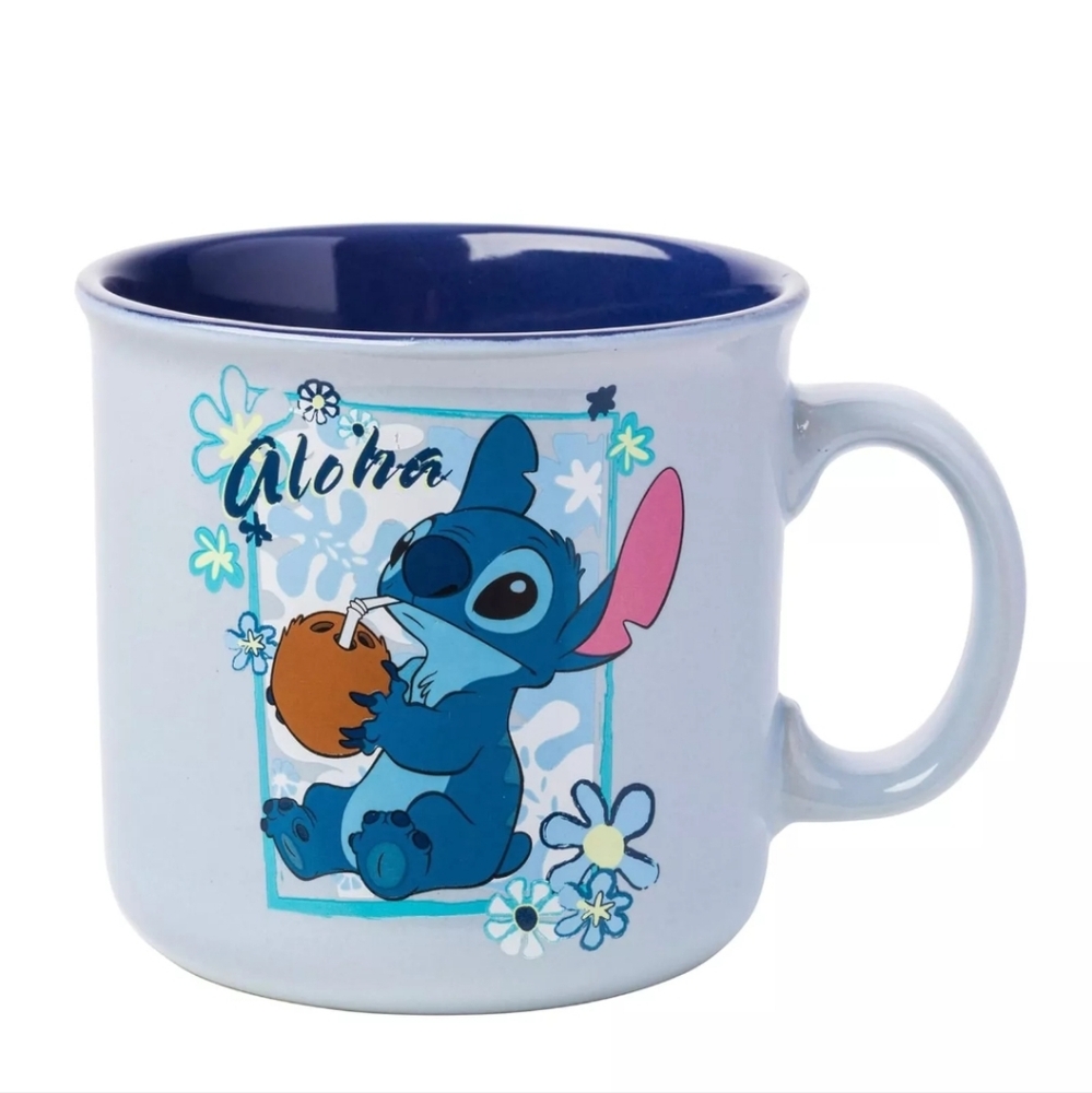 Disney Lilo & Stitch Aloha Coconut 20oz Ceramic Coffe Mug Camper Mug. New